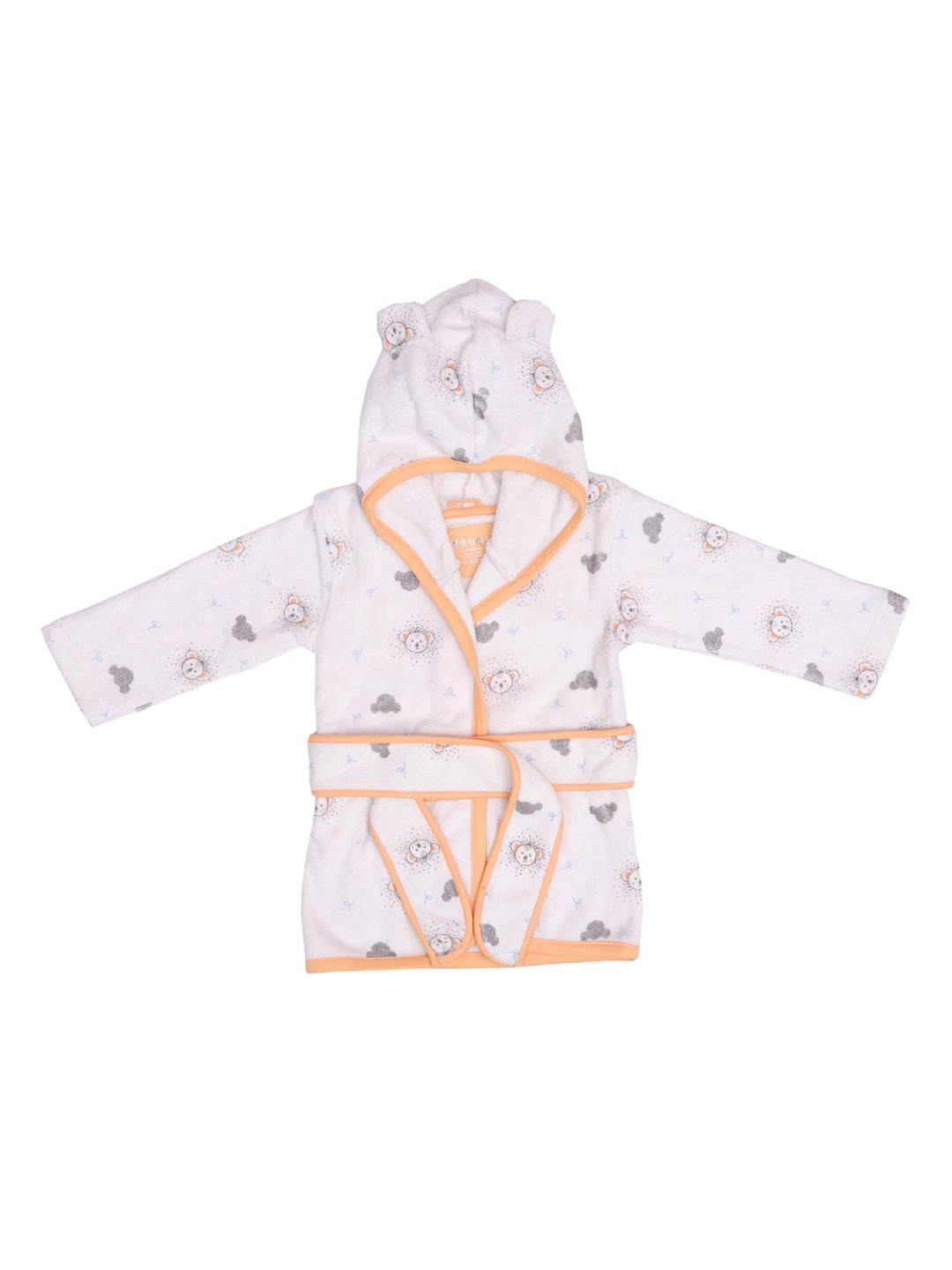 

MiArcus Kids White & Grey Printed Hooded Bath Robe