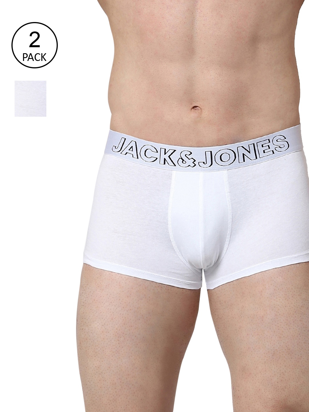 

Jack & Jones Men Pack Of 2 White Cotton Trunks 191604103