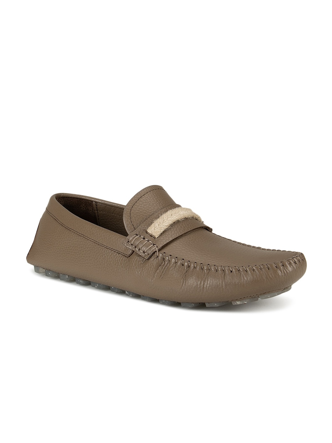 

ROSSO BRUNELLO Men Grey Leather Driving Shoes