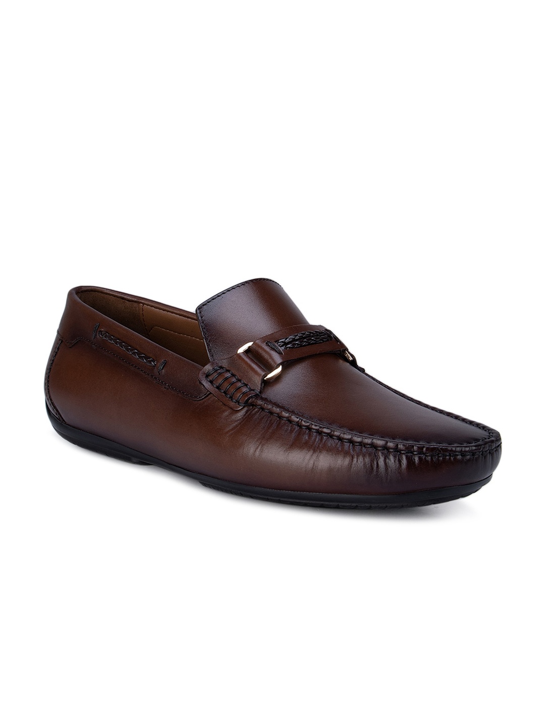 

ROSSO BRUNELLO Men Coffee Brown Leather Loafers