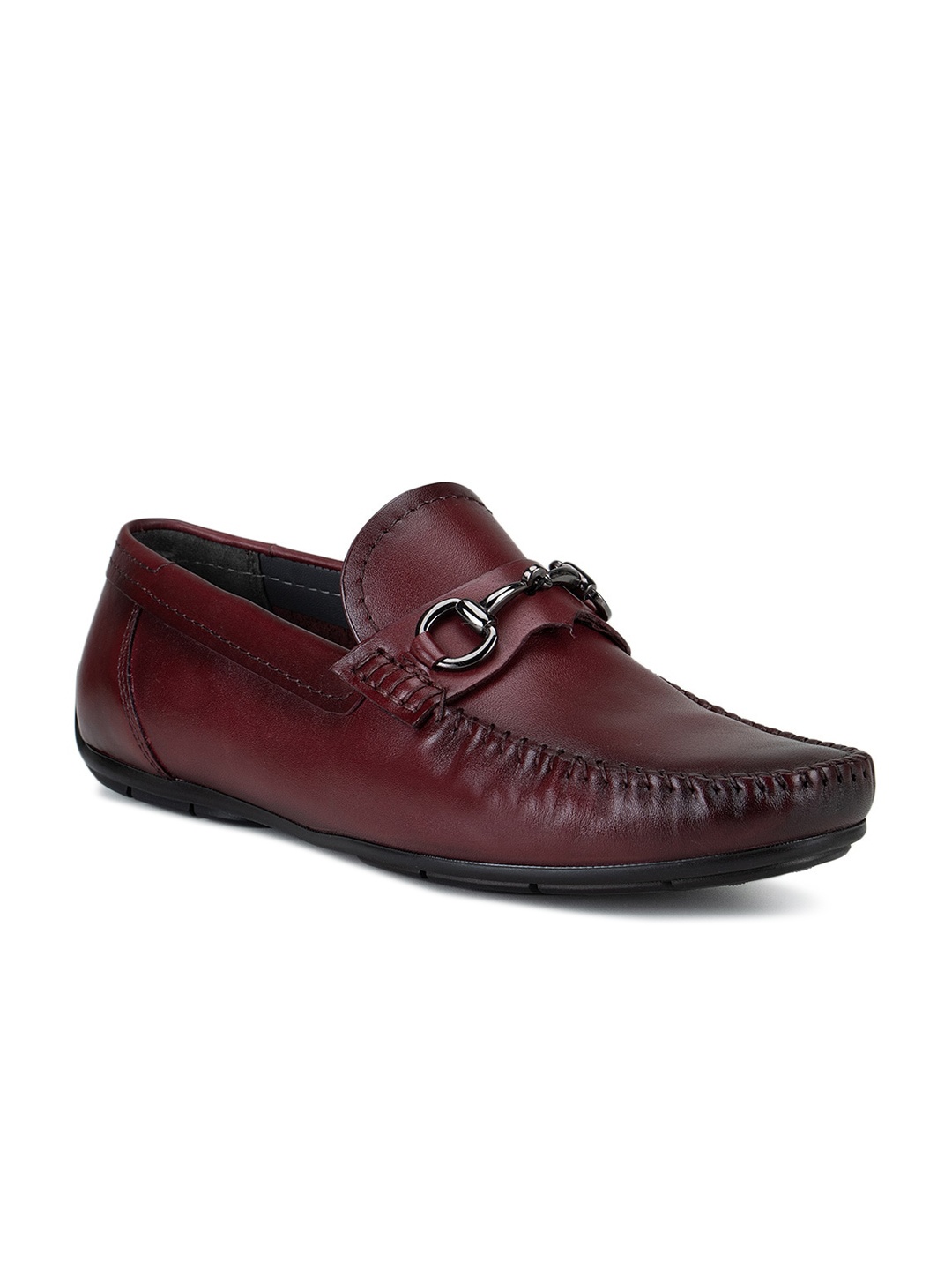 

ROSSO BRUNELLO Men Burgundy Leather Loafers