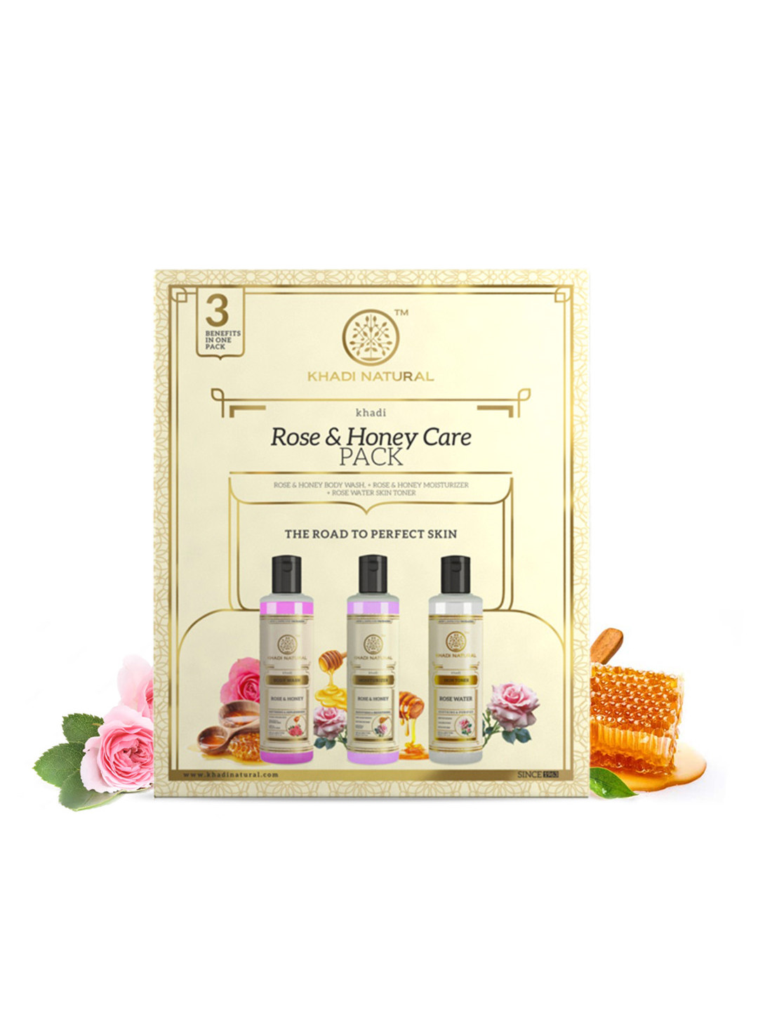 

Khadi Natural Rose & Honey Care Pack To Provide Natural Glow & Shine - 630ml, Beige