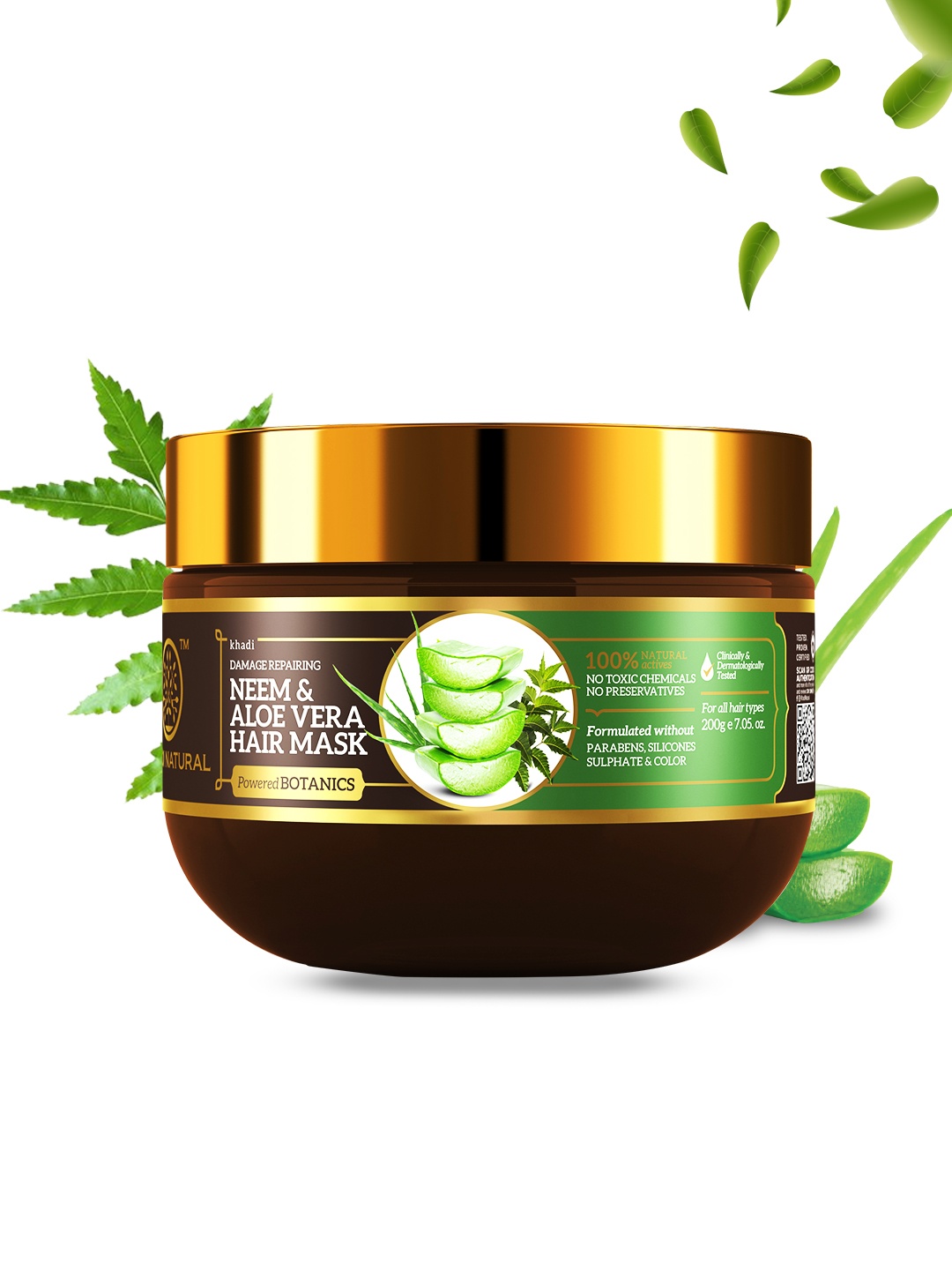 

Khadi Natural Damage Repairing Neem & Aloe Vera Powered Botanics Hair Mask 200 gm, Brown