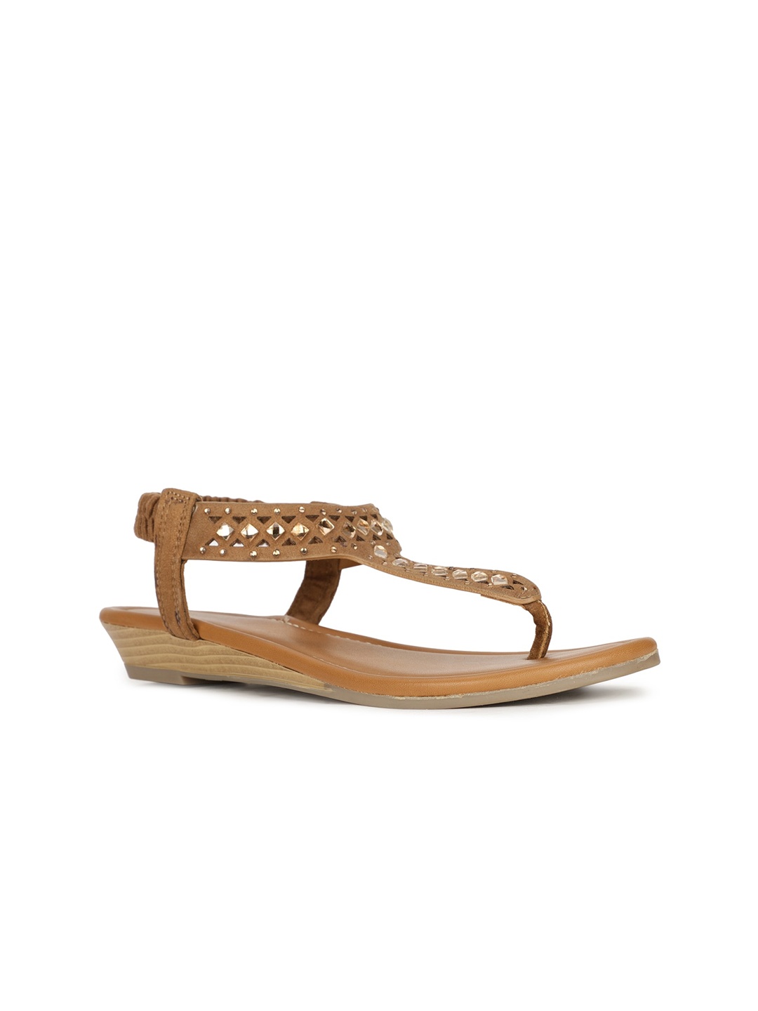 

Bata Women Beige Embellished Open Toe Flats