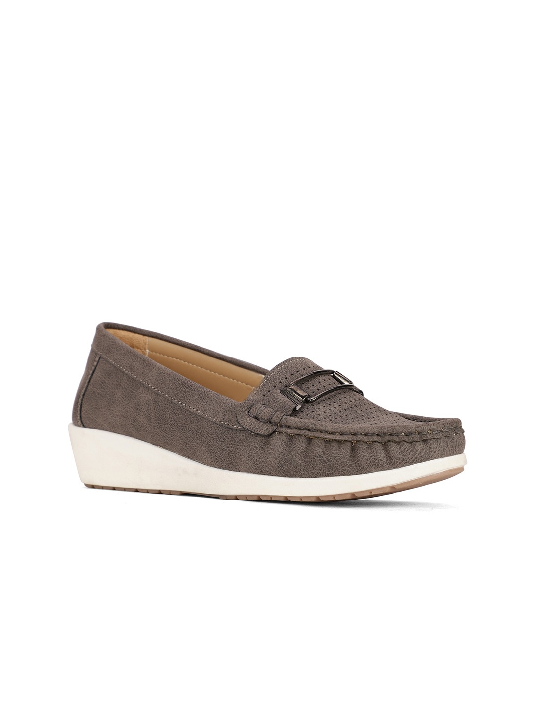 

Bata Women Grey Perforations Loafers