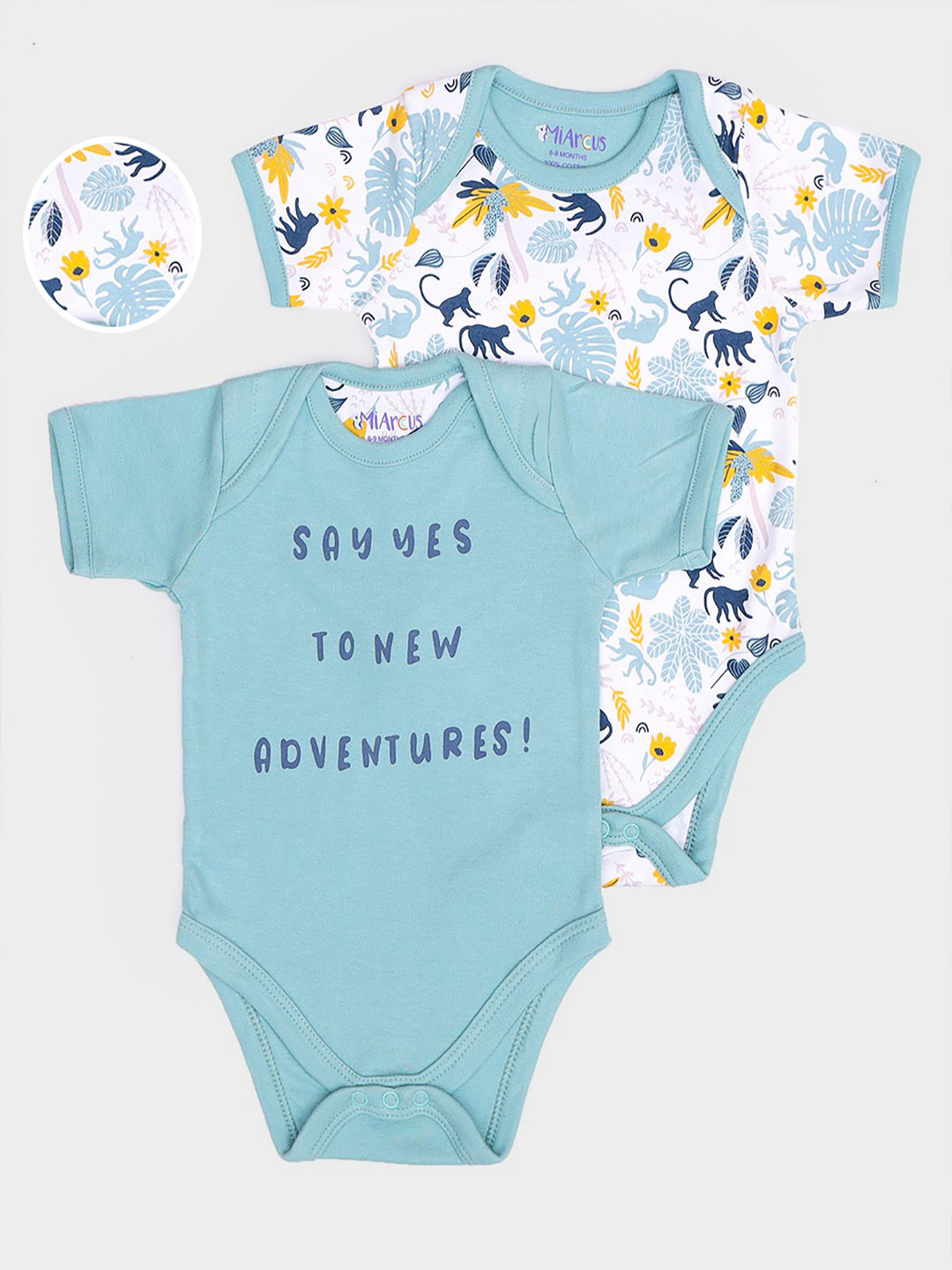 

MiArcus Pack of 2 Kids Printed Cotton Bodysuit, White