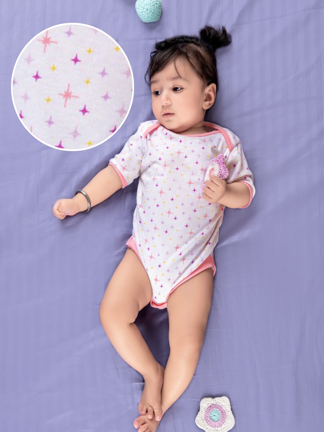 

MiArcus Girls Pack of 2 White Printed Knitted Bodysuits