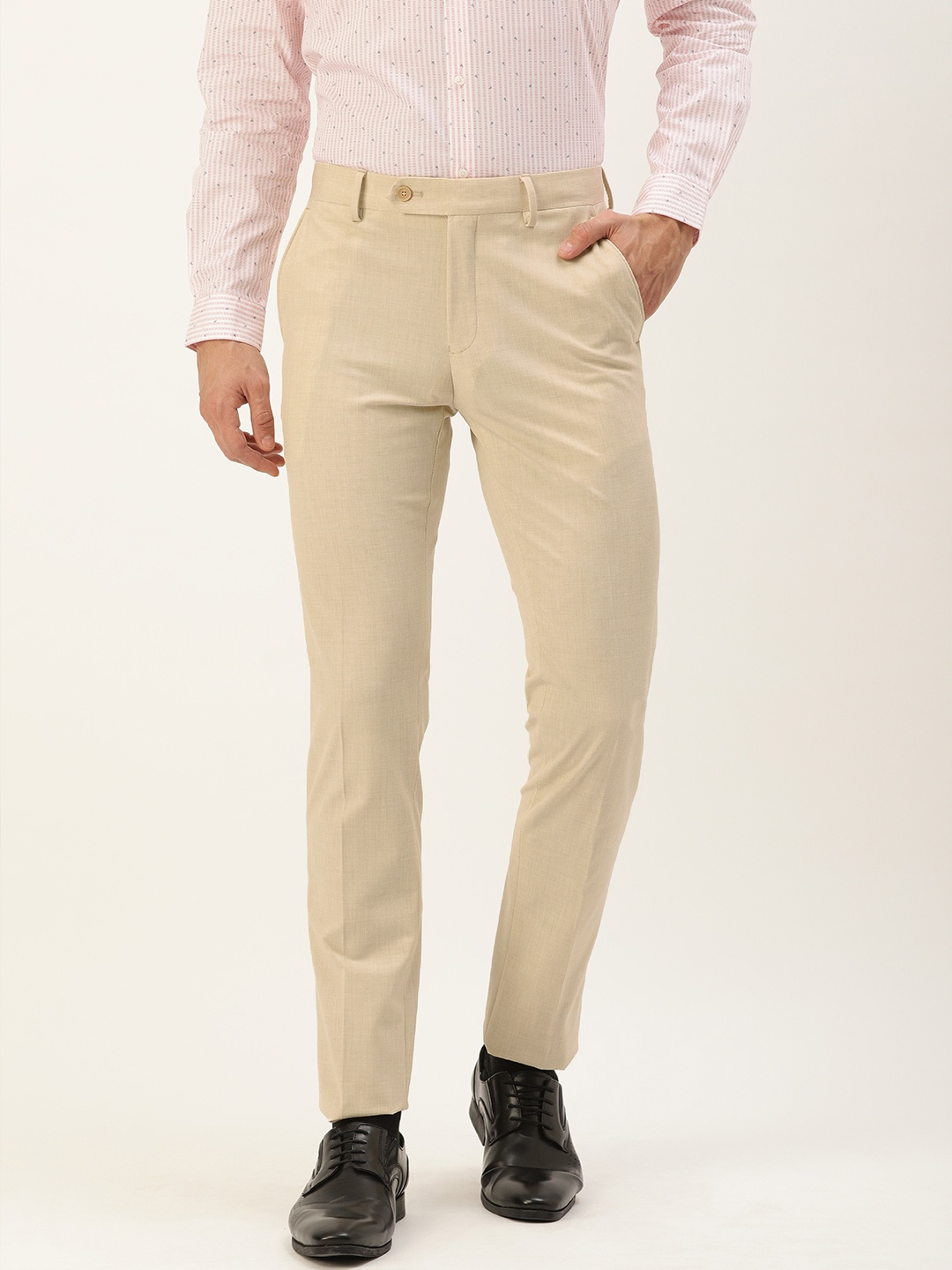 

Peter England Men Beige Neo Slim Fit Trousers