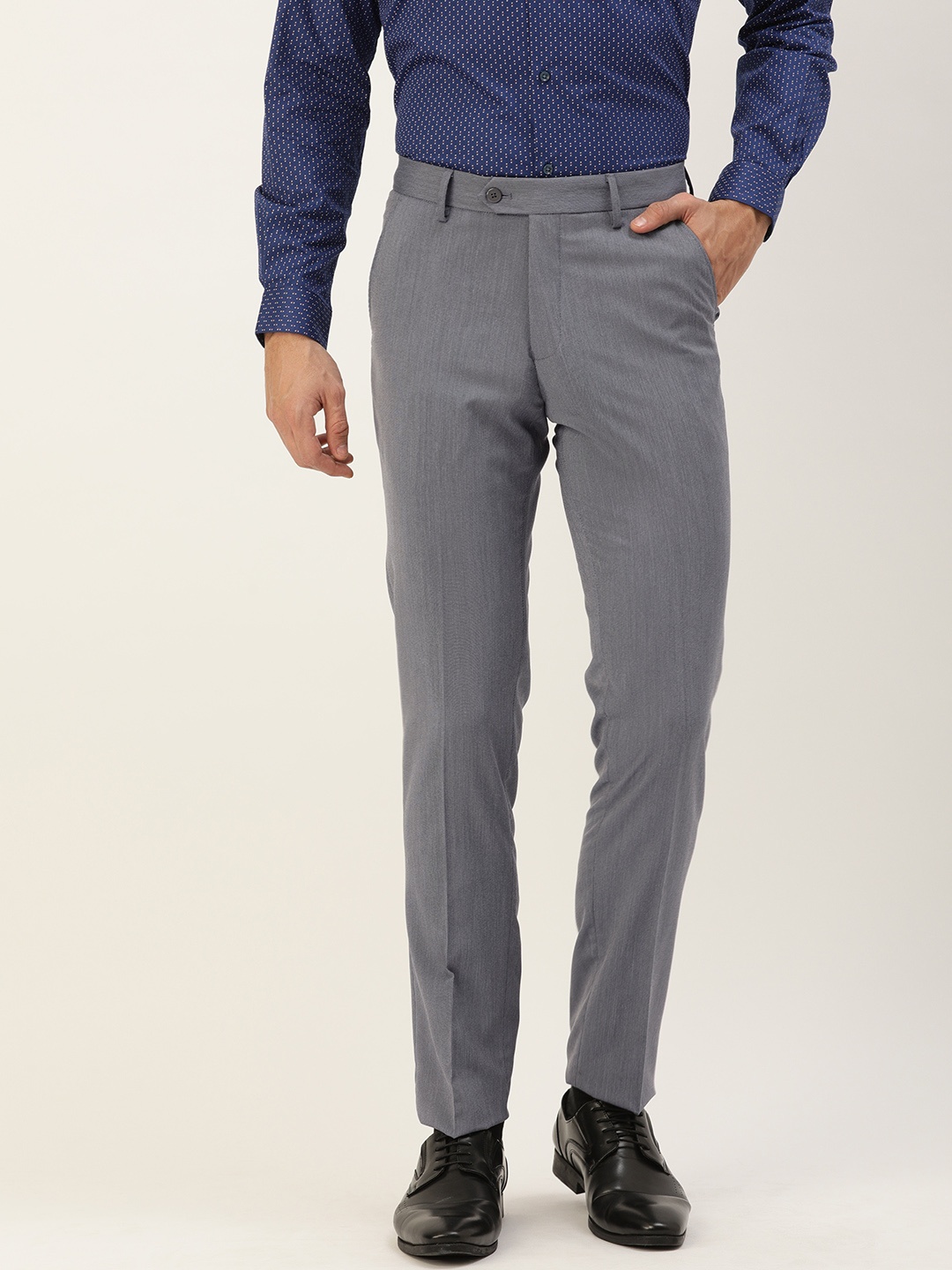

Peter England Men Navy Blue Neo Slim Fit Trousers