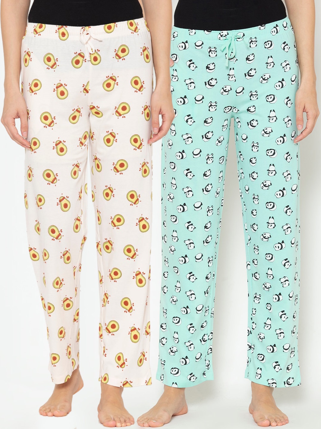

Lounge Dreams Women Pack Of 2 Printed Pure Cotton Lounge Pants, Blue