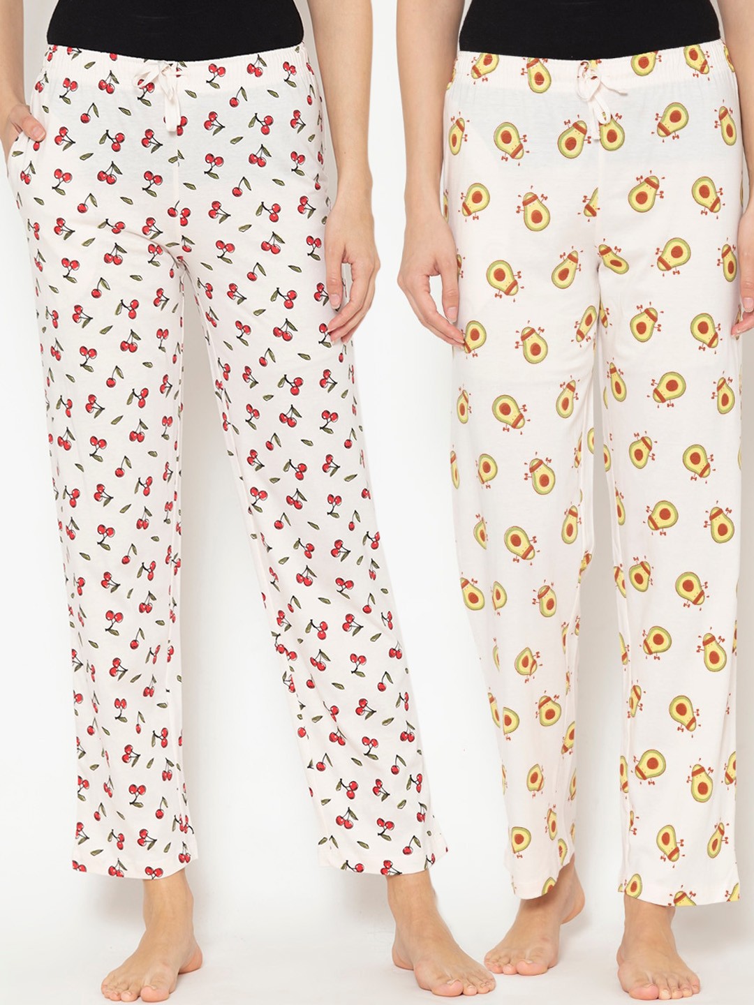 

Lounge Dreams Women Pack Of 2 Printed Pure Cotton Lounge Pants, White