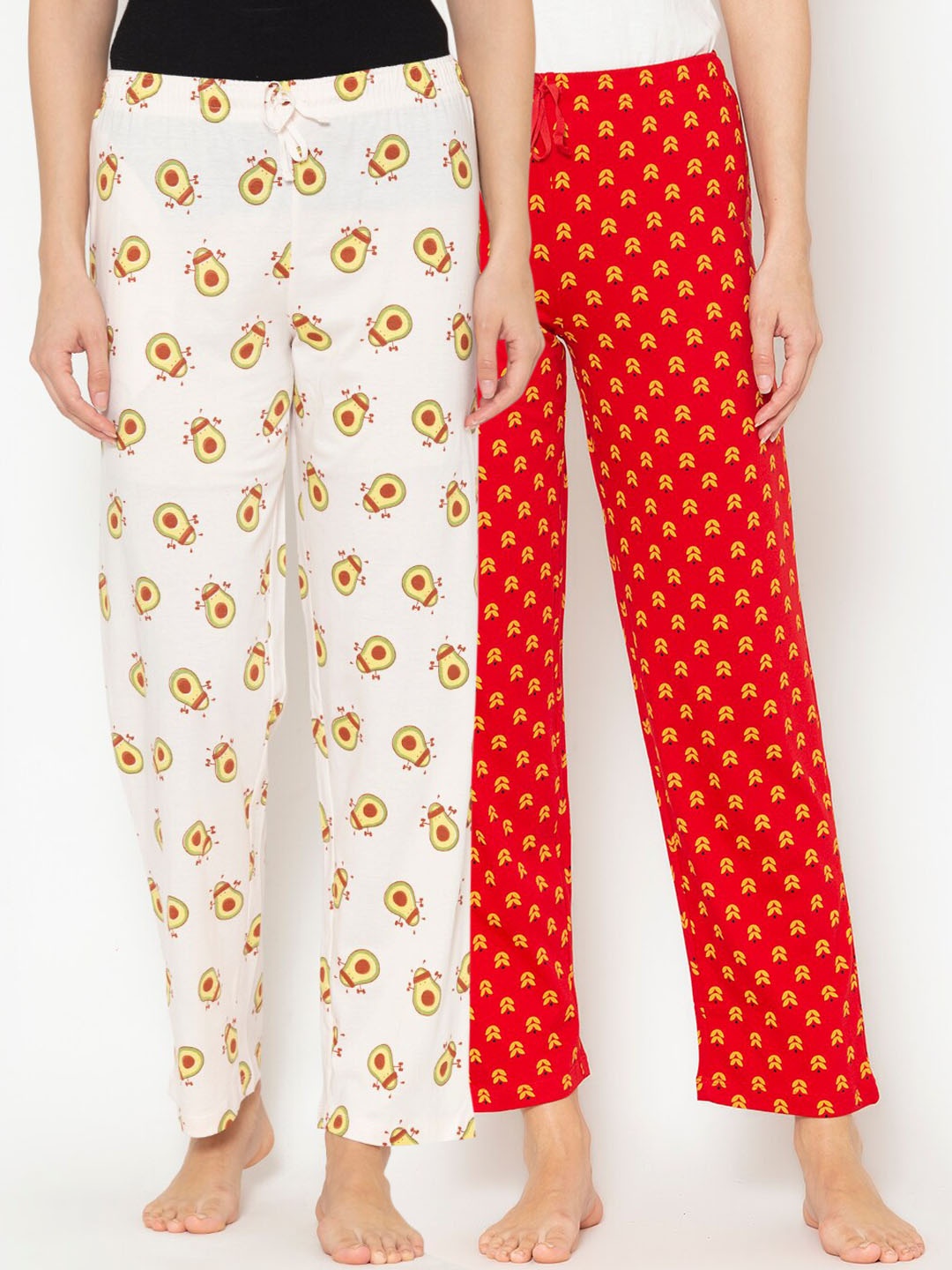 

Lounge Dreams Women Pack Of 2 Printed Pure Cotton Lounge Pants, Orange