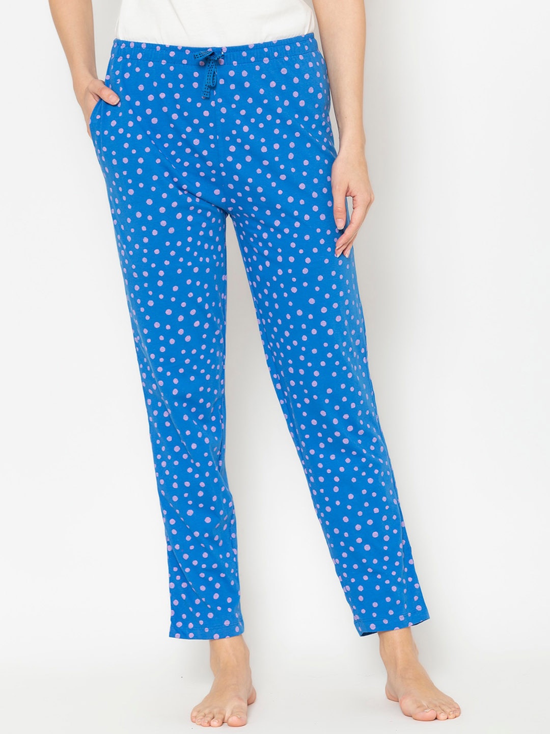 

Lounge Dreams Women Blue & Purple Printed Pure Cotton Lounge Pants