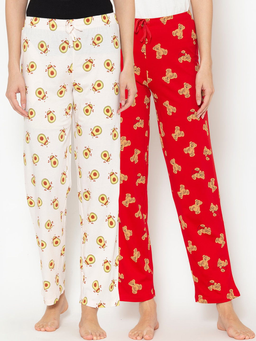 

Lounge Dreams Women Pack Of 2 Printed Pure Cotton Lounge Pants, White