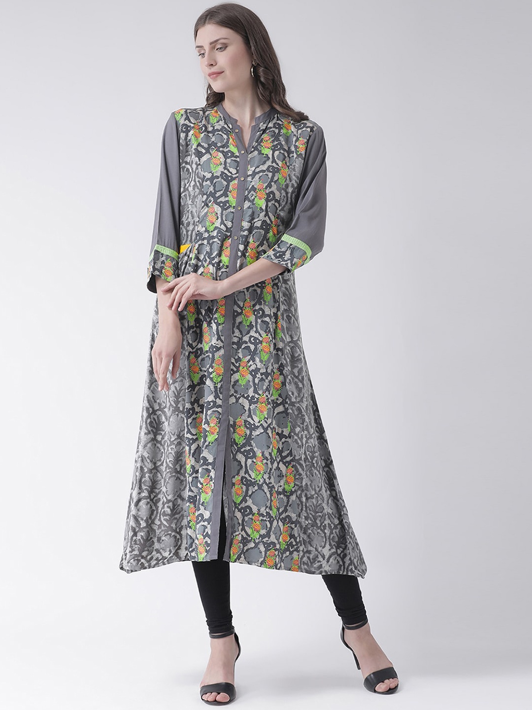 

Span Women Grey Floral Printed Kurta