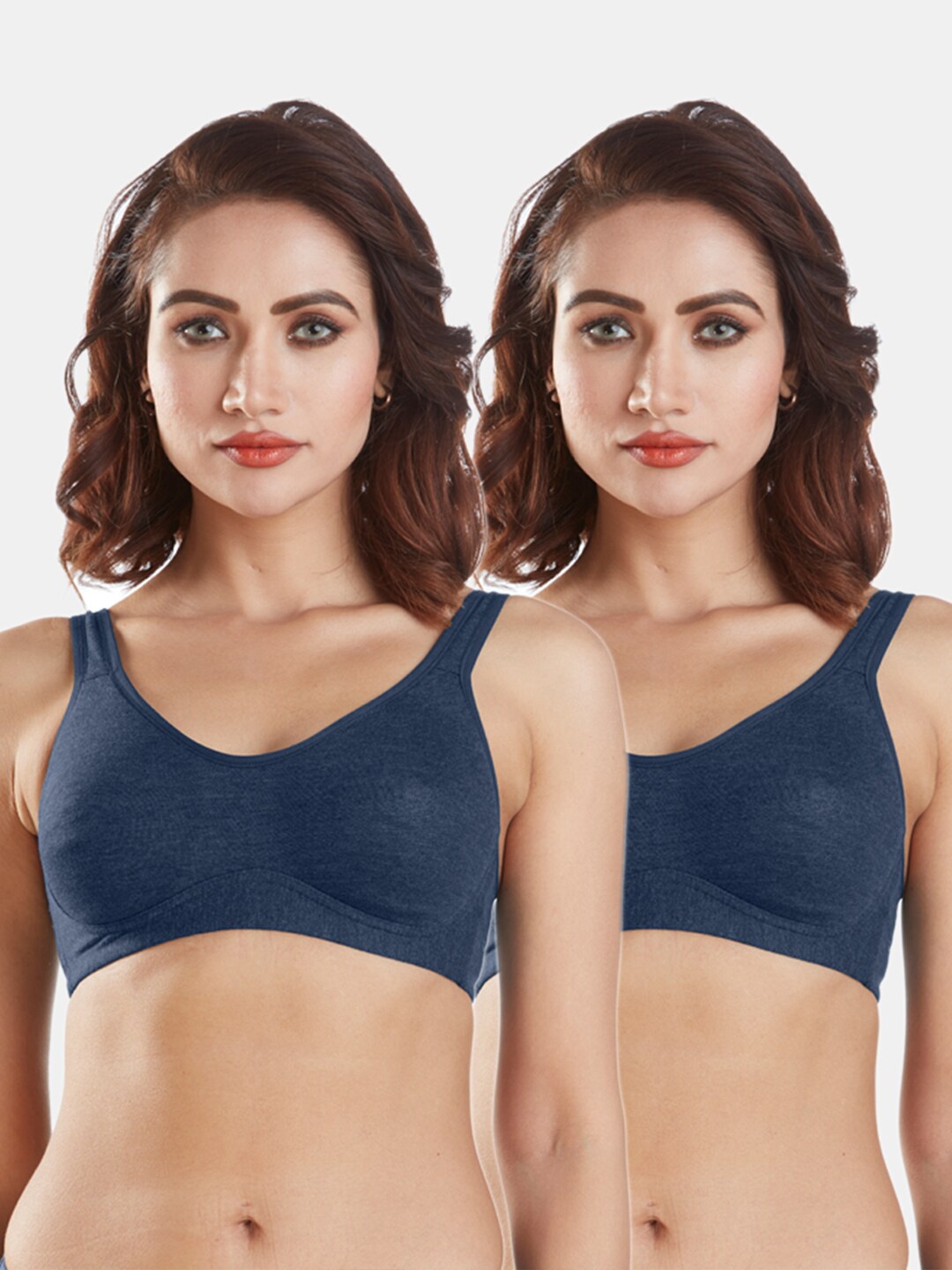 

Sonari Pack of 2 Blue Non Padded Double Layer Minimizer Bra