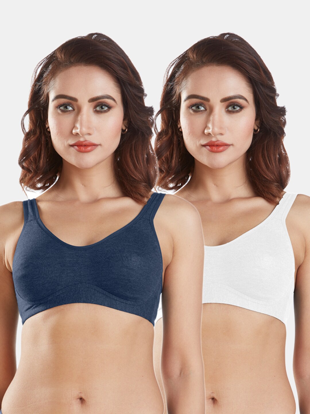 

Sonari Pack Of 2 Blue & White Double Layer Bra