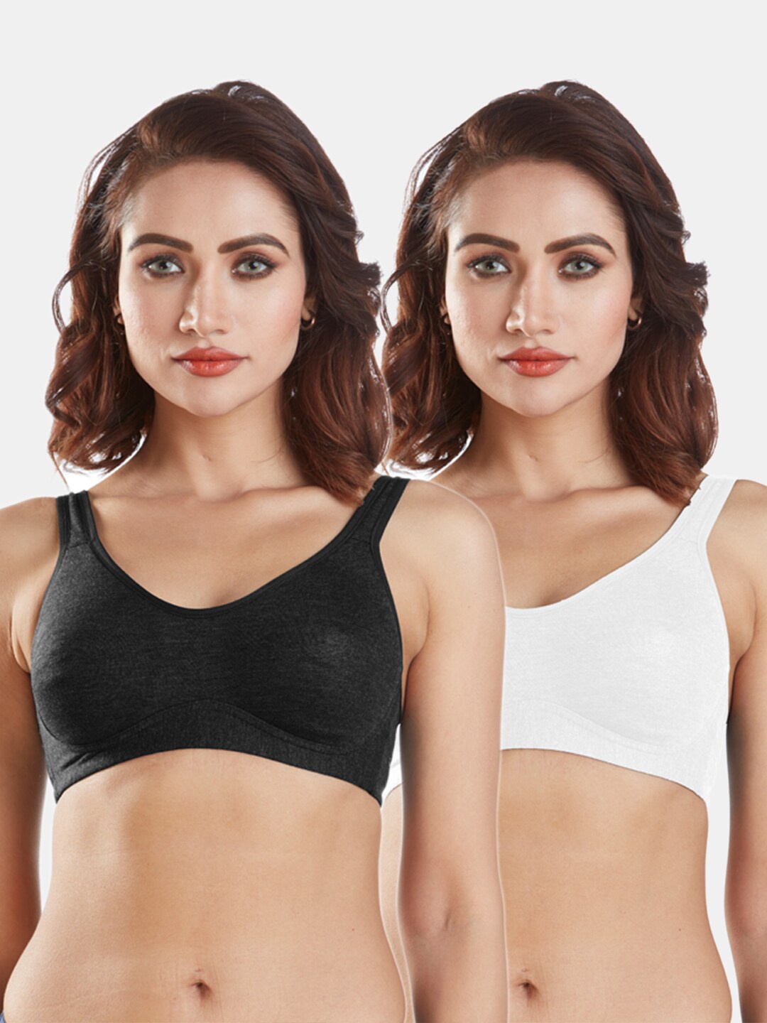

Sonari Women Pack Of 2 Non Padded Everyday Bra, Black