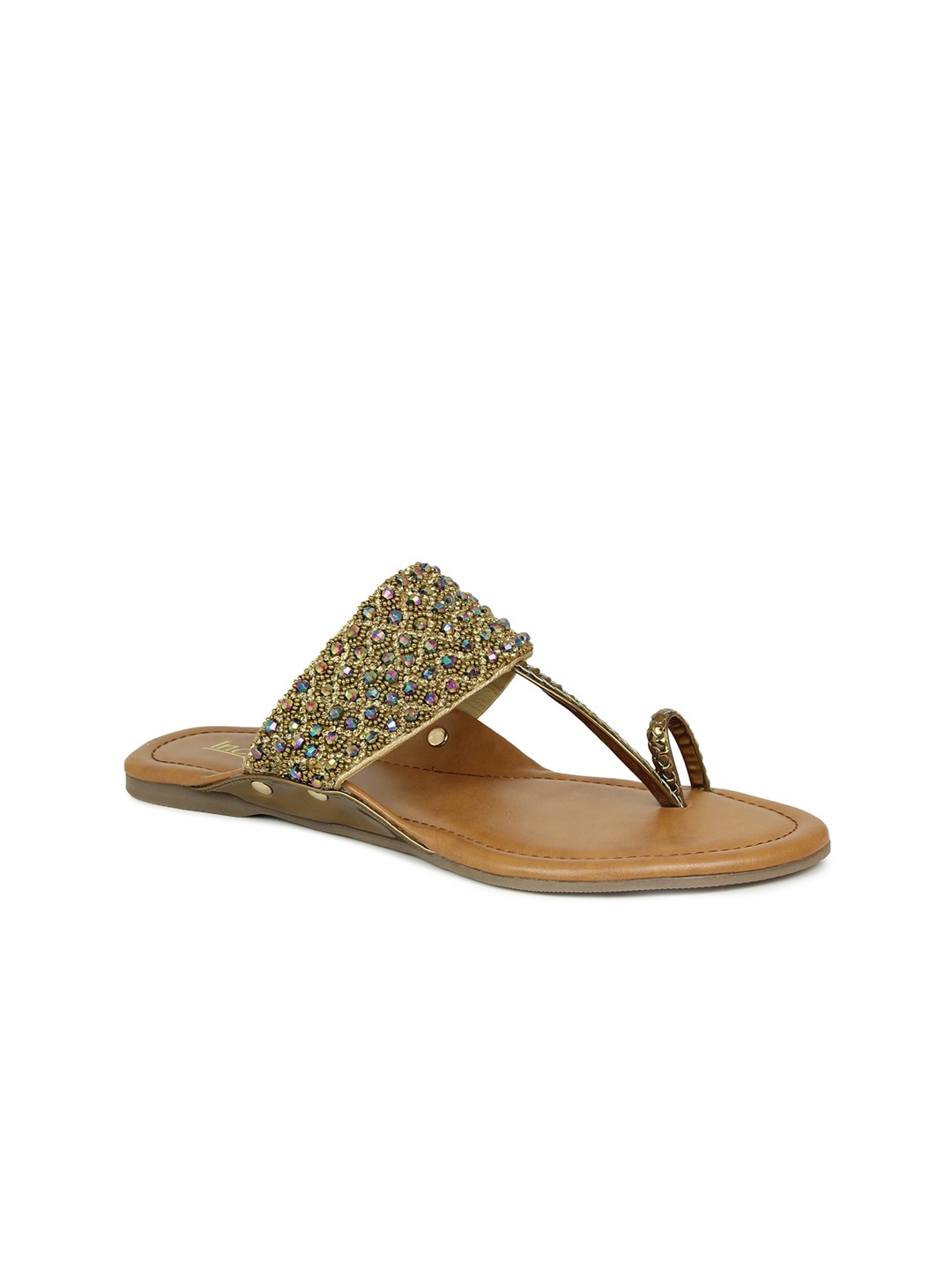 

Inc 5 Women Gold-Toned Ethnic One Toe Flats
