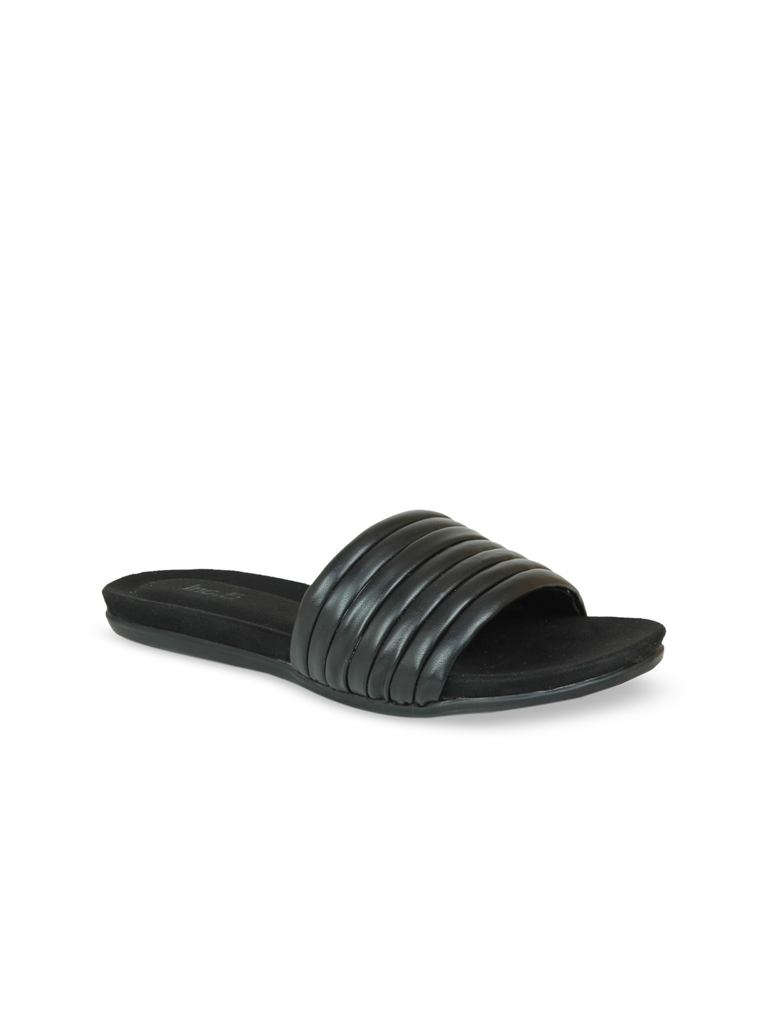 

Inc 5 Women Black Textured Open Toe Flats