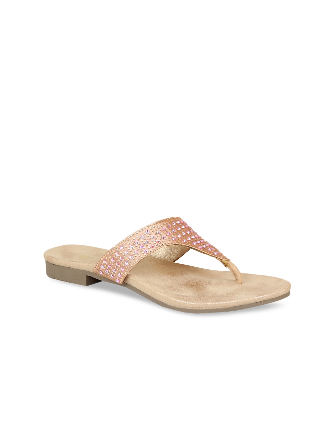 

Inc 5 Rose Gold Embellished Ethnic Block Sandals