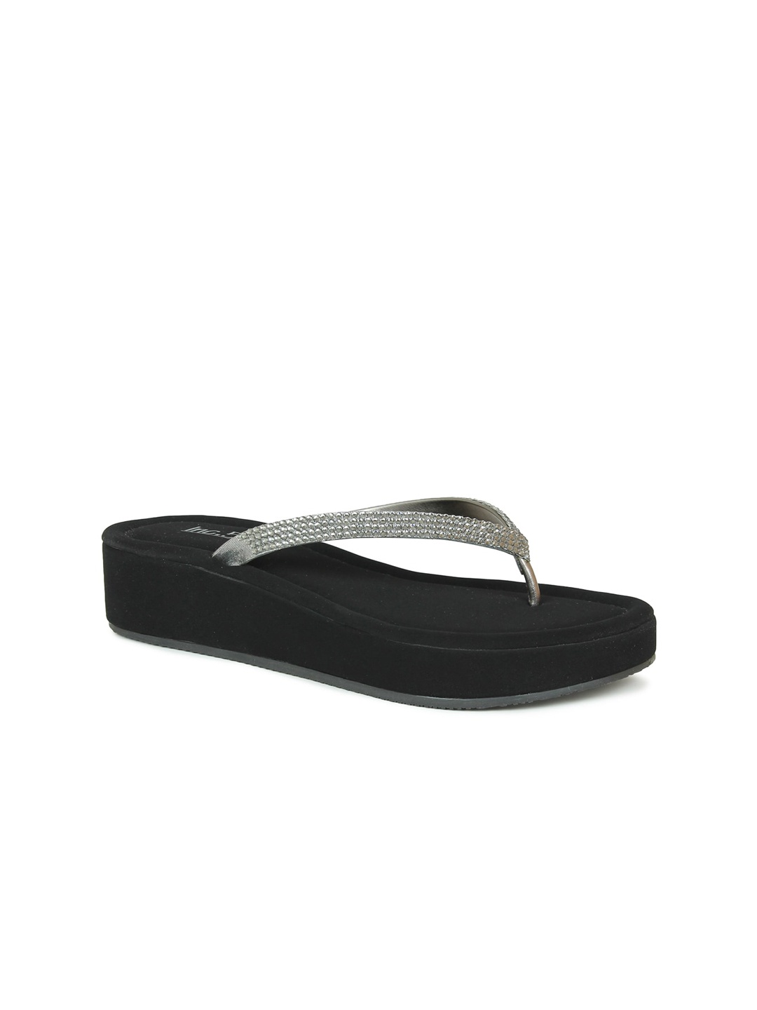 

Inc 5 Black & Grey Embellished Flatform Sandals