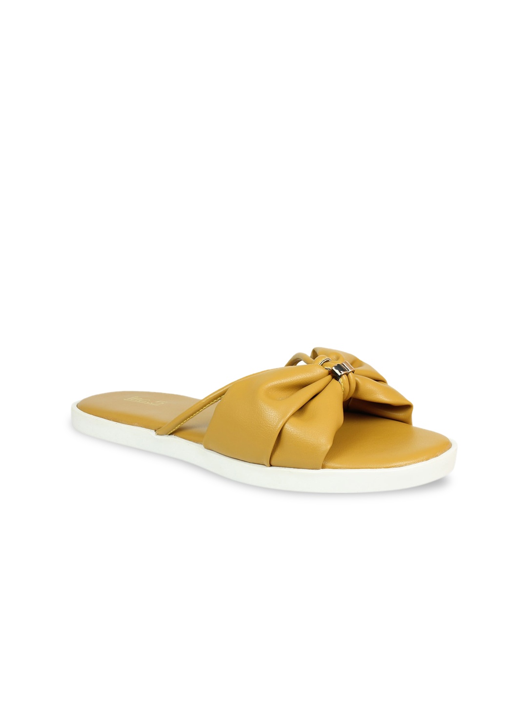 

Inc 5 Women Mustard Embellished Open Toe Flats with Bows