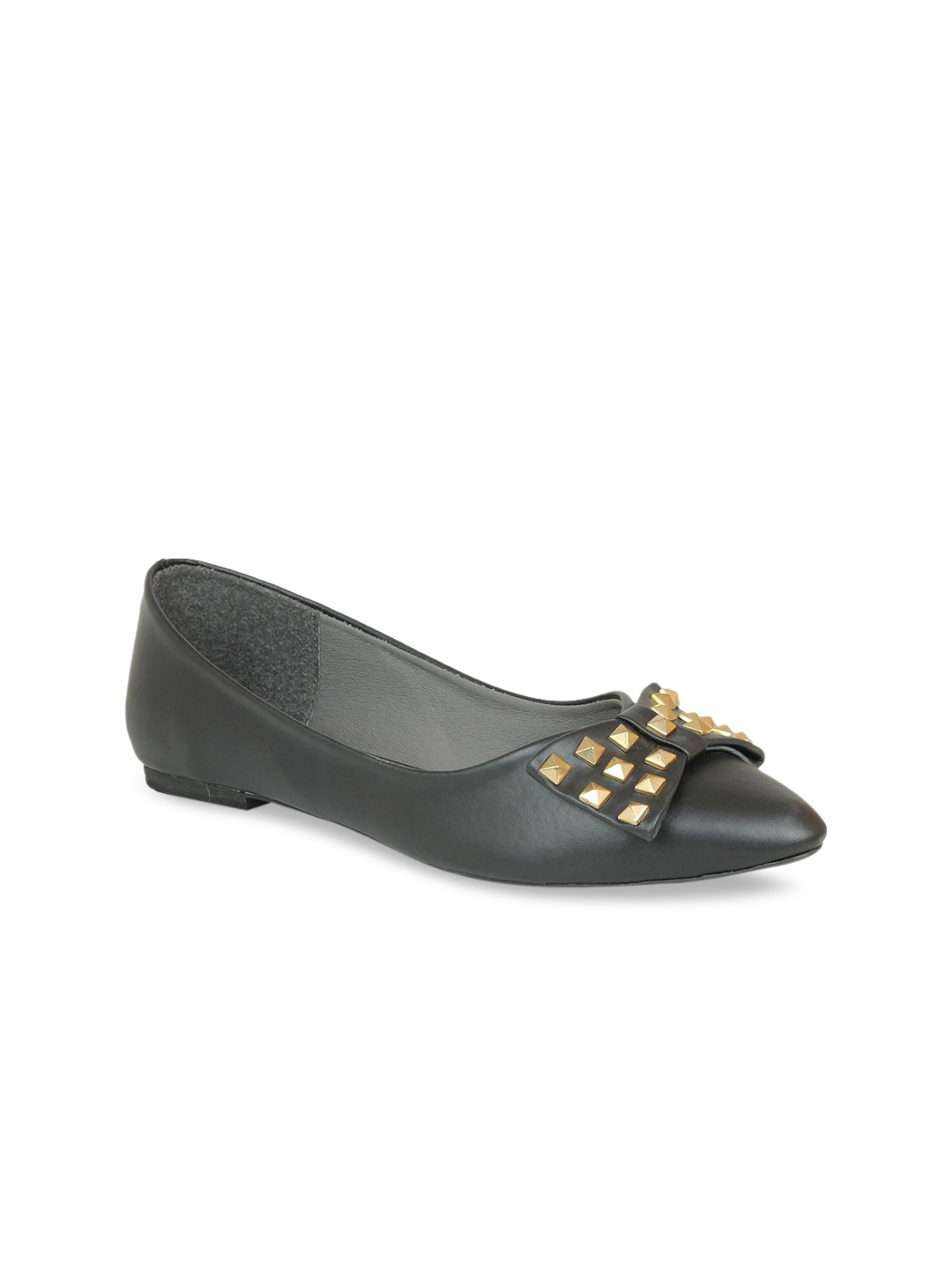 

Inc 5 Women Black Textured Ballerinas with Bows Flats