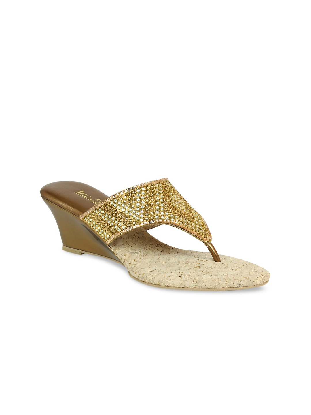 

Inc 5 Gold-Toned Embellished Ethnic Wedge Sandals