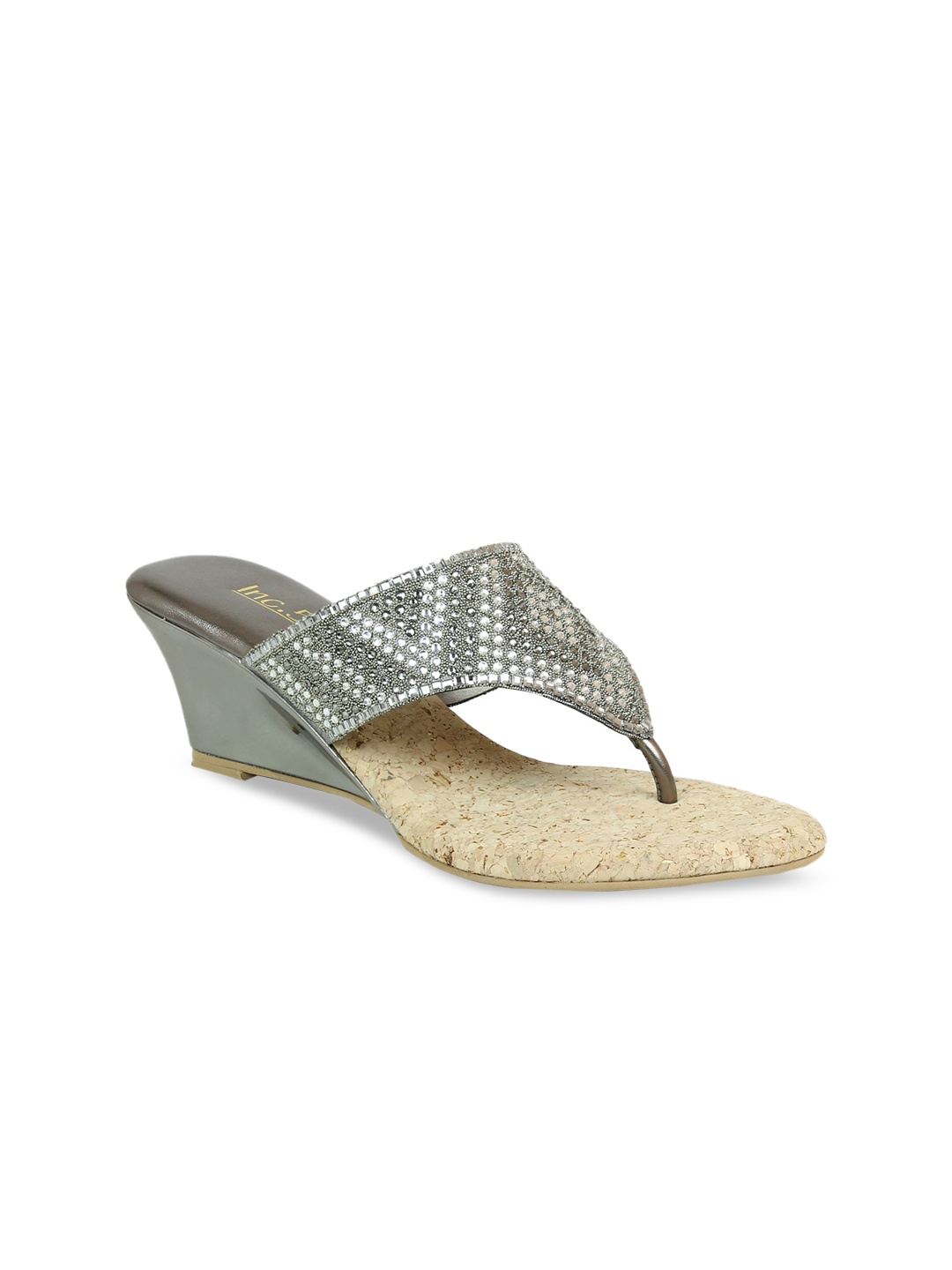 

Inc 5 Grey Embellished Ethnic Wedge Sandals