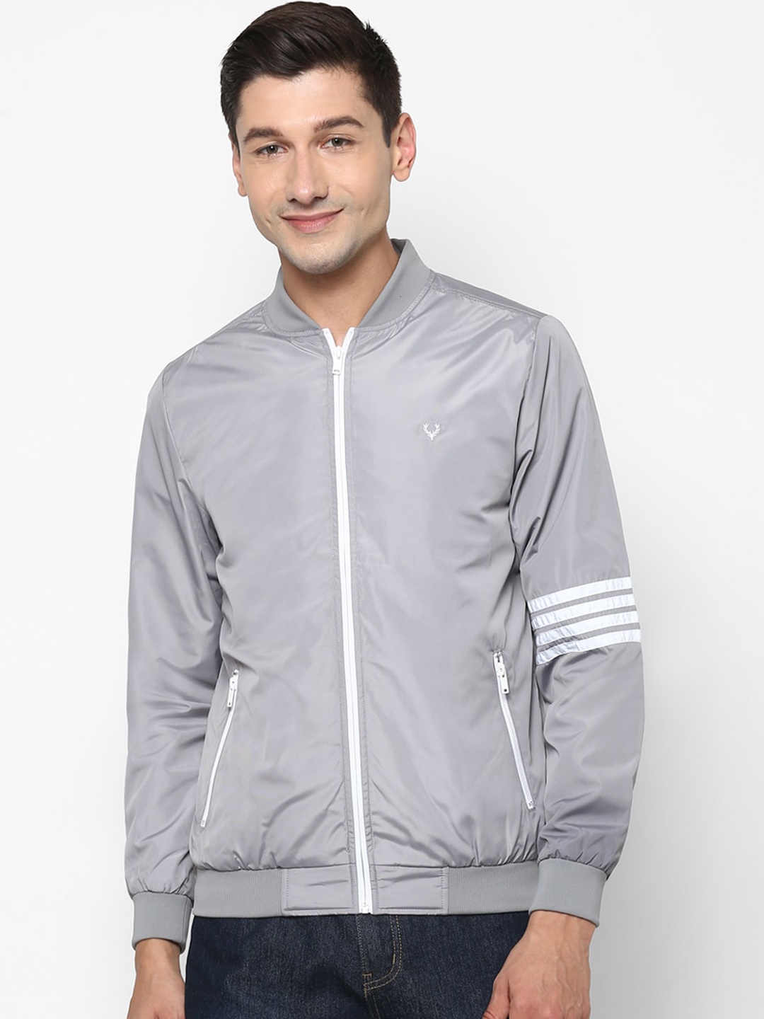 

Allen Solly Men Grey Bomber Jacket