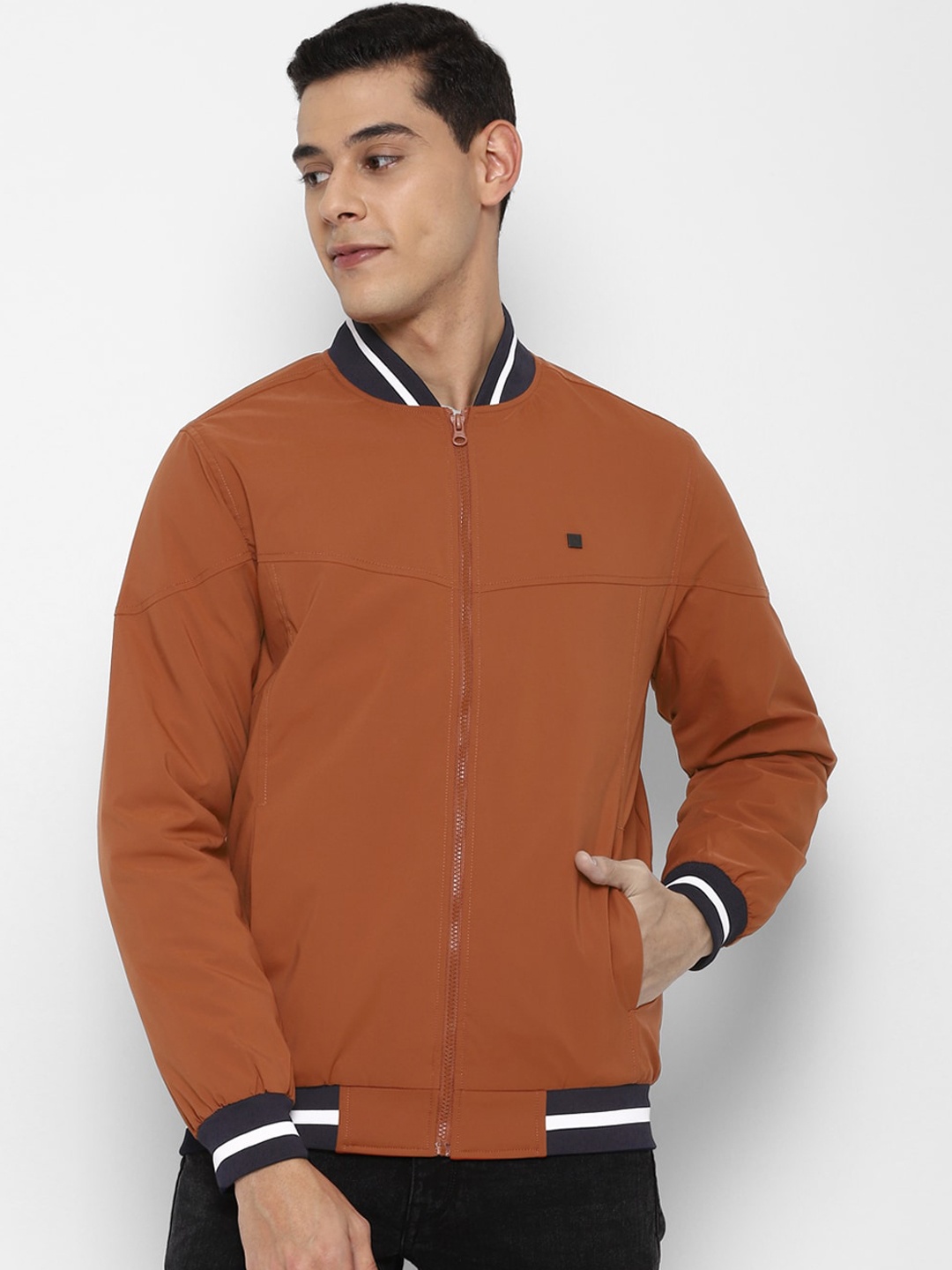 

Allen Solly Men Brown Black Bomber Jacket