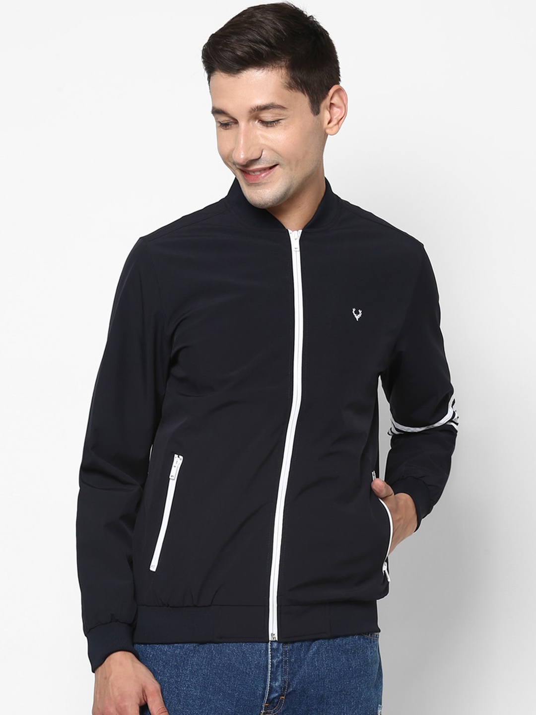 

Allen Solly Men Navy Blue Bomber Jacket