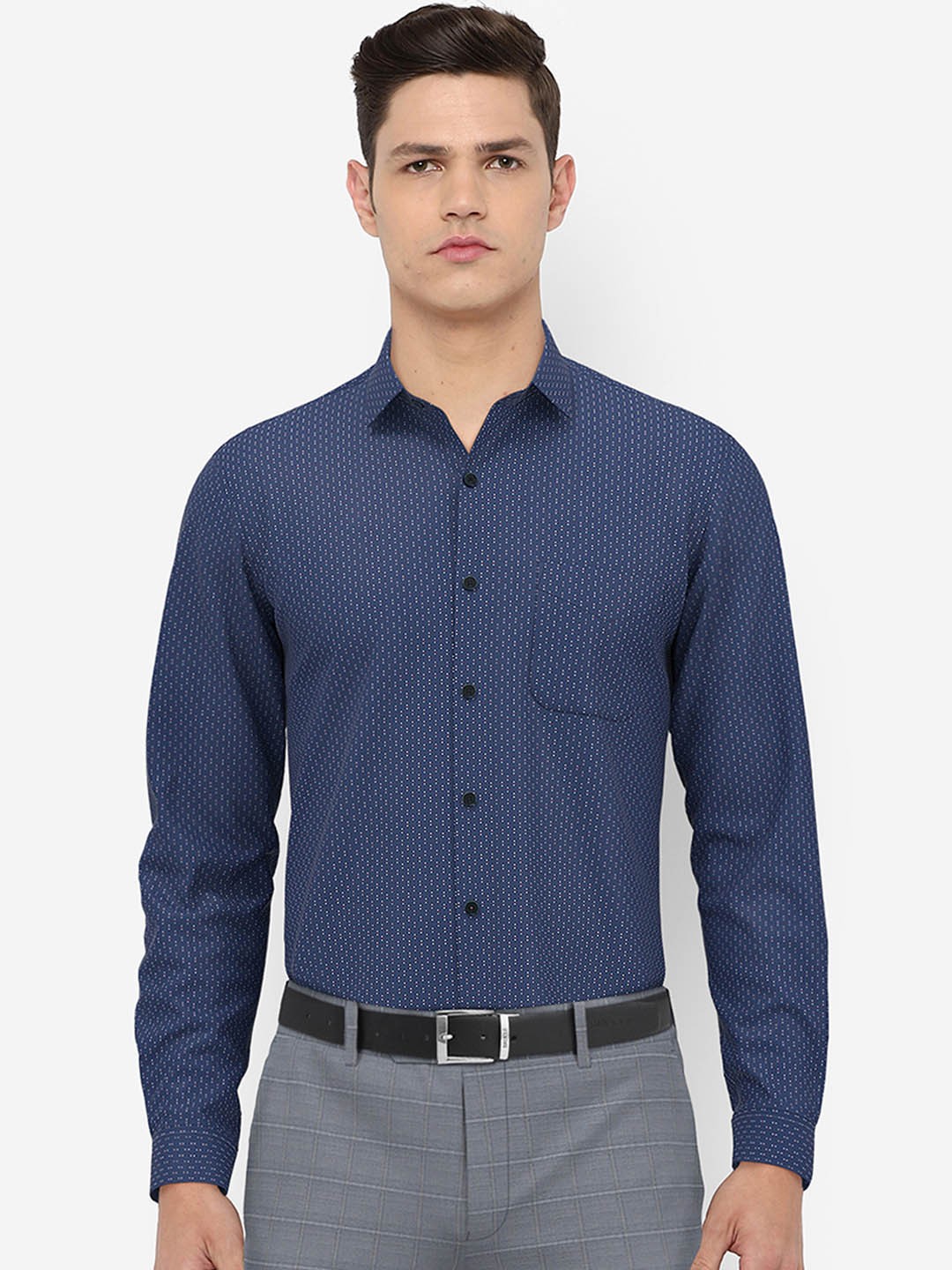 

Peter England Men Blue & White Slim Fit Printed Casual Shirt