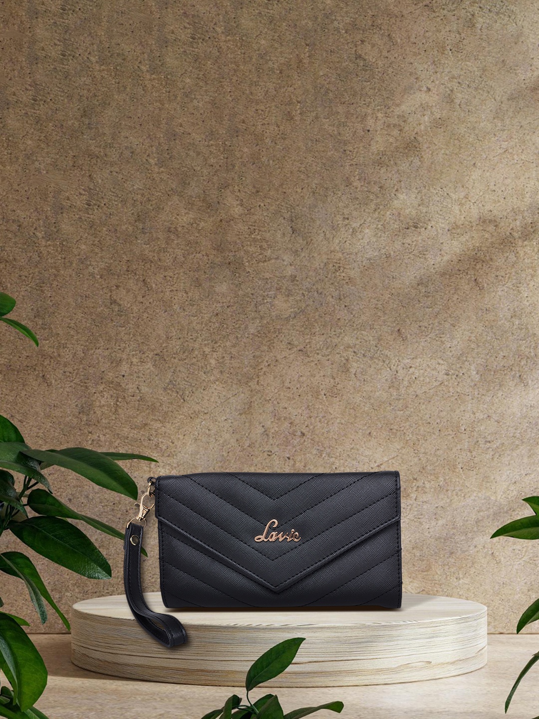 

Lavie Naima Women Black Quilted Three Fold Wallet