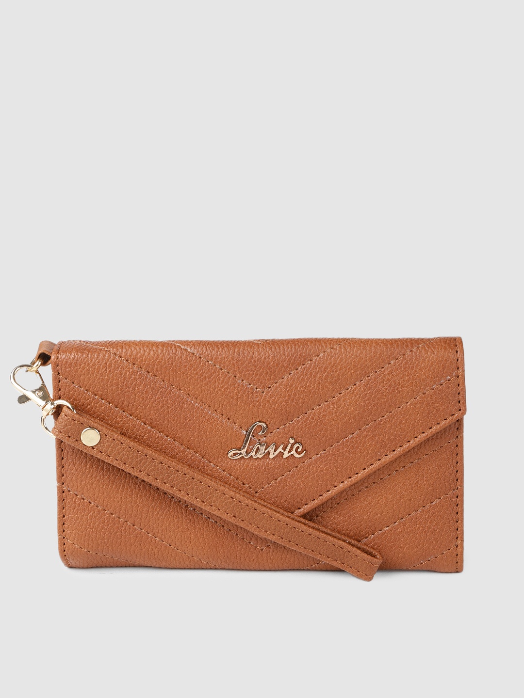 

Lavie Naima Women Tan Quilted Three Fold Wallet, Brown