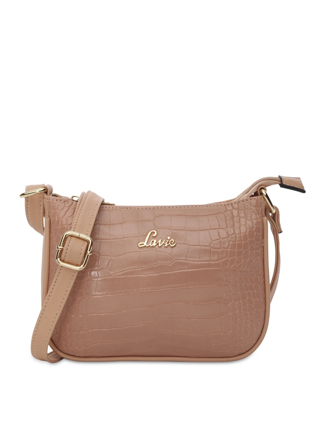 

Lavie Kerry Women Peach-Pink Animal Textured Structured Horizontal Sling Bag
