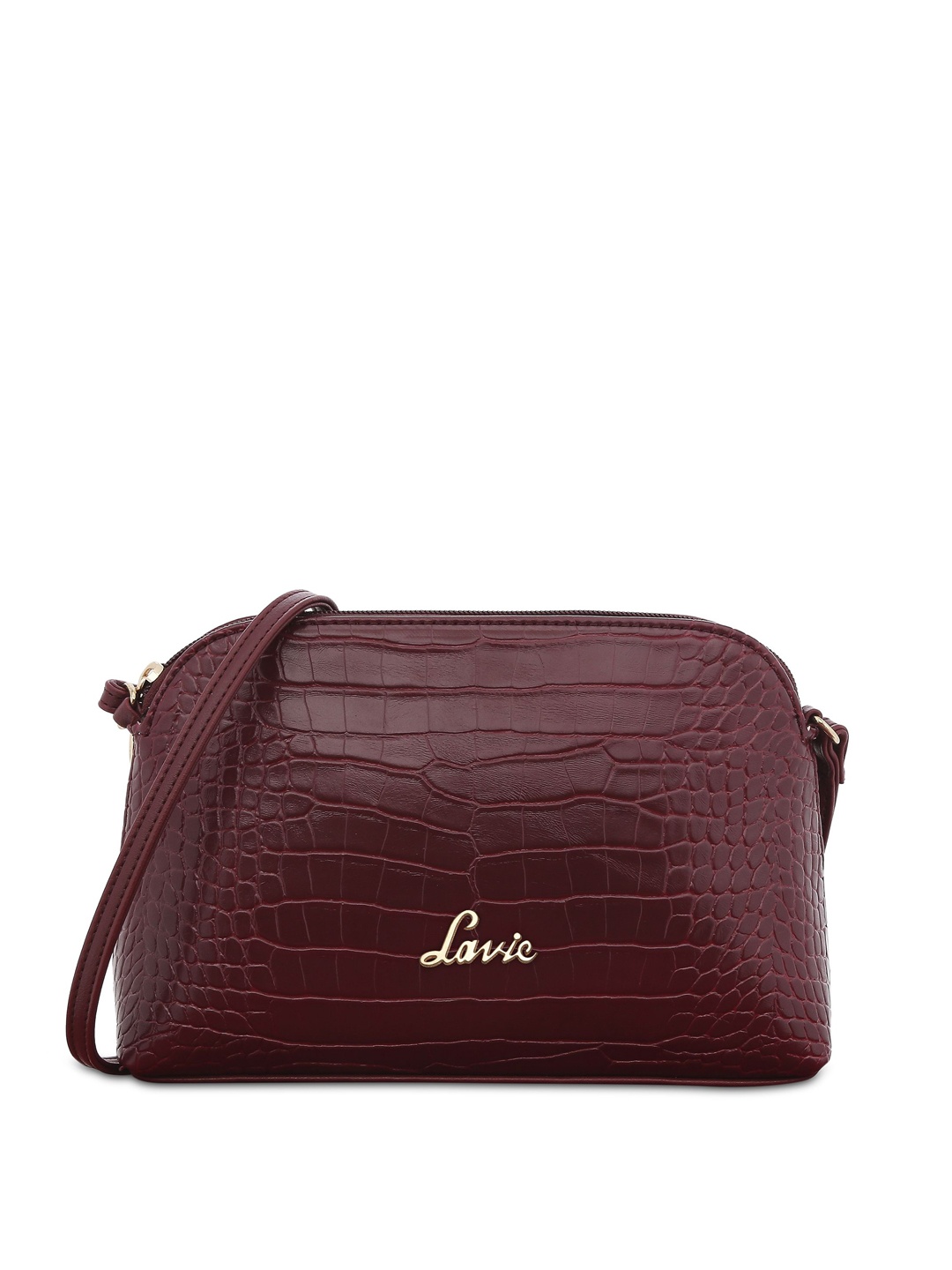 

Lavie Daffy Maroon Animal Textured PU Structured Horizontal Dome Sling Bag