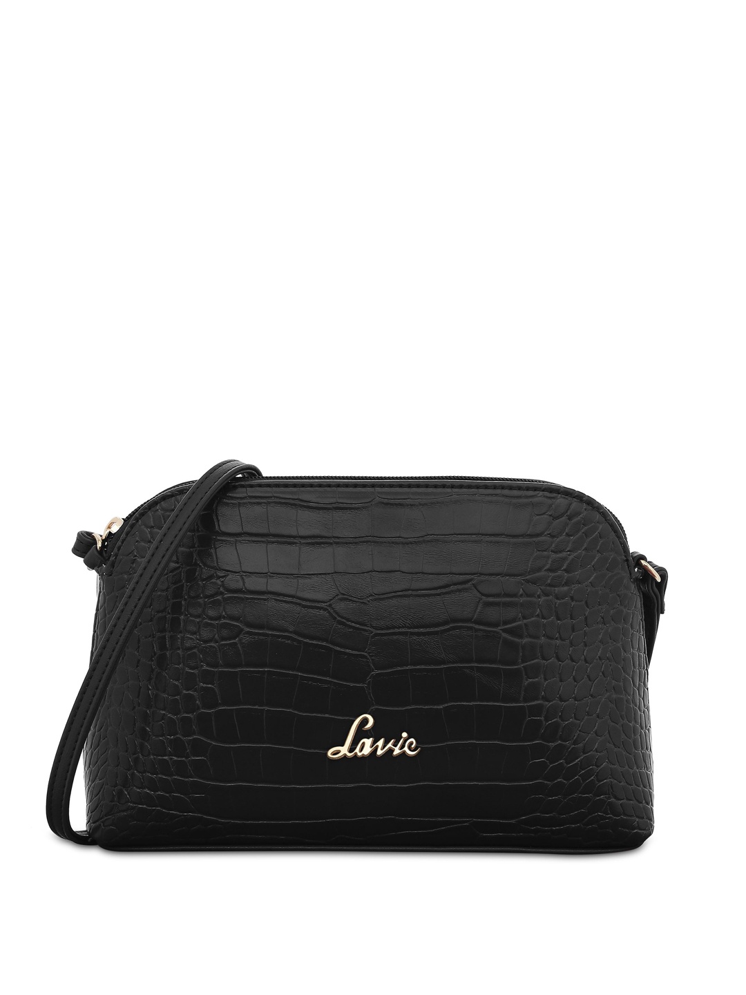 

Lavie Daffy Black Animal Textured PU Regular Structured Horizontal Dome Sling Bag