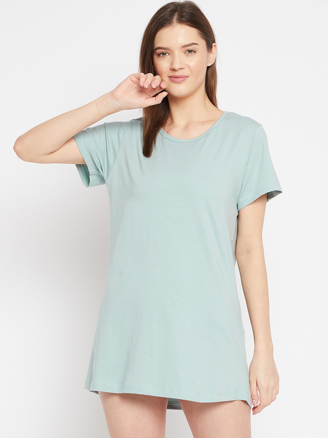 

FRENCH FLEXIOUS Women Blue Solid Lounge T-Shirt