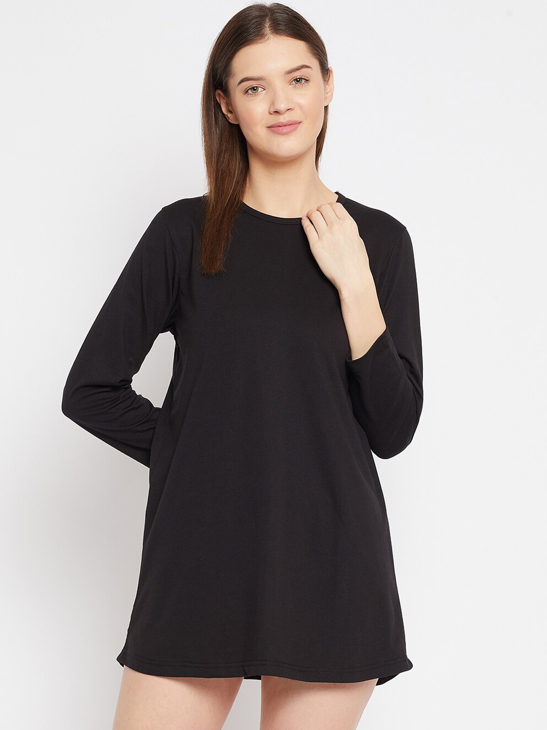 

FRENCH FLEXIOUS Women Black Solid Lounge T-Shirts