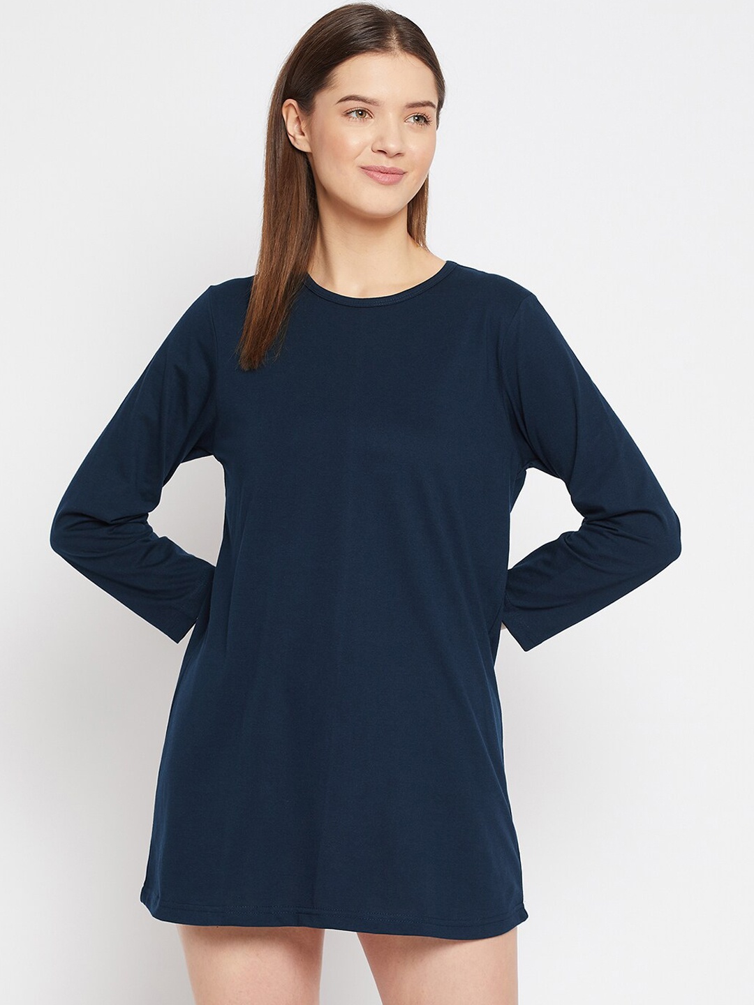 

FRENCH FLEXIOUS Women Navy Blue Lounge T-Shirt