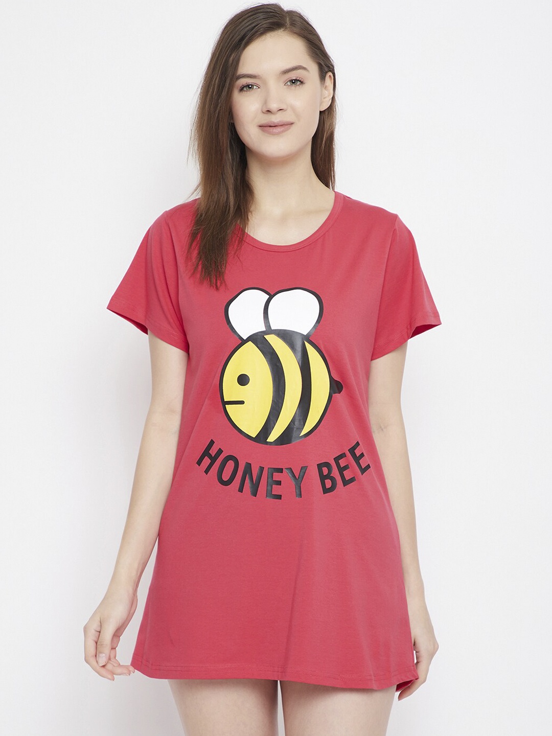 

FRENCH FLEXIOUS Women Red & White Printed Lounge T-shirt