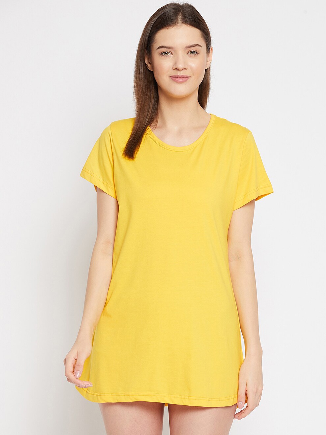 

FRENCH FLEXIOUS Women Yellow Solid Lounge T-shirt