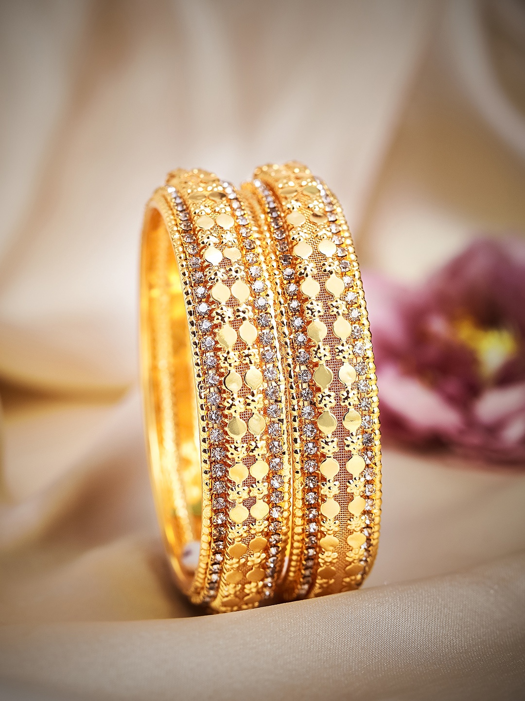 

Anouk Set Of 2 Gold-Plated White AD-Studded Bangles