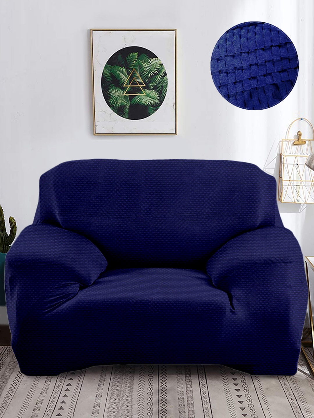 

Cortina Blue 1-Seater Super-Stretchable Non-Slip Sofa Slipcover