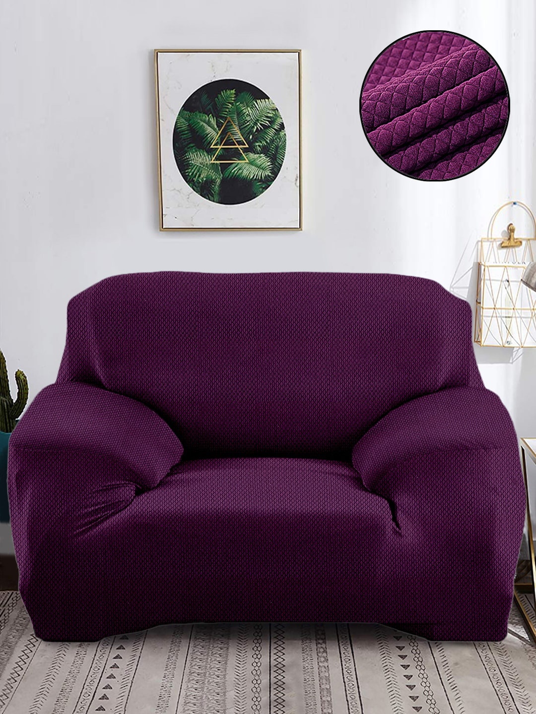 

Cortina Purple Printed 1-Seater Stretchable Non-Slip Sofa Slipcover