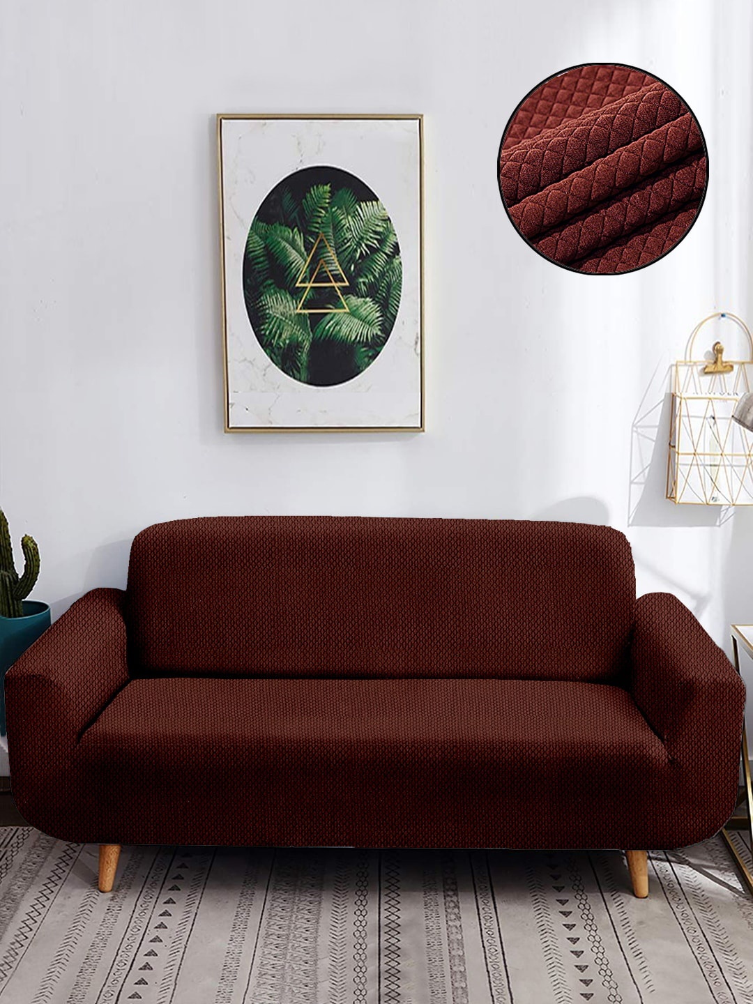 

Cortina Brown Printed 2-Seater Stretchable Non-Slip Sofa Slipcover