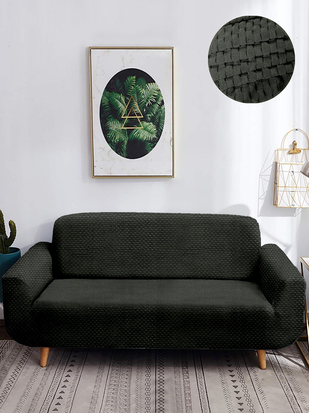 

Cortina Grey Textured 3-Seater Super-Stretchable Non-Slip Sofa Slipcover