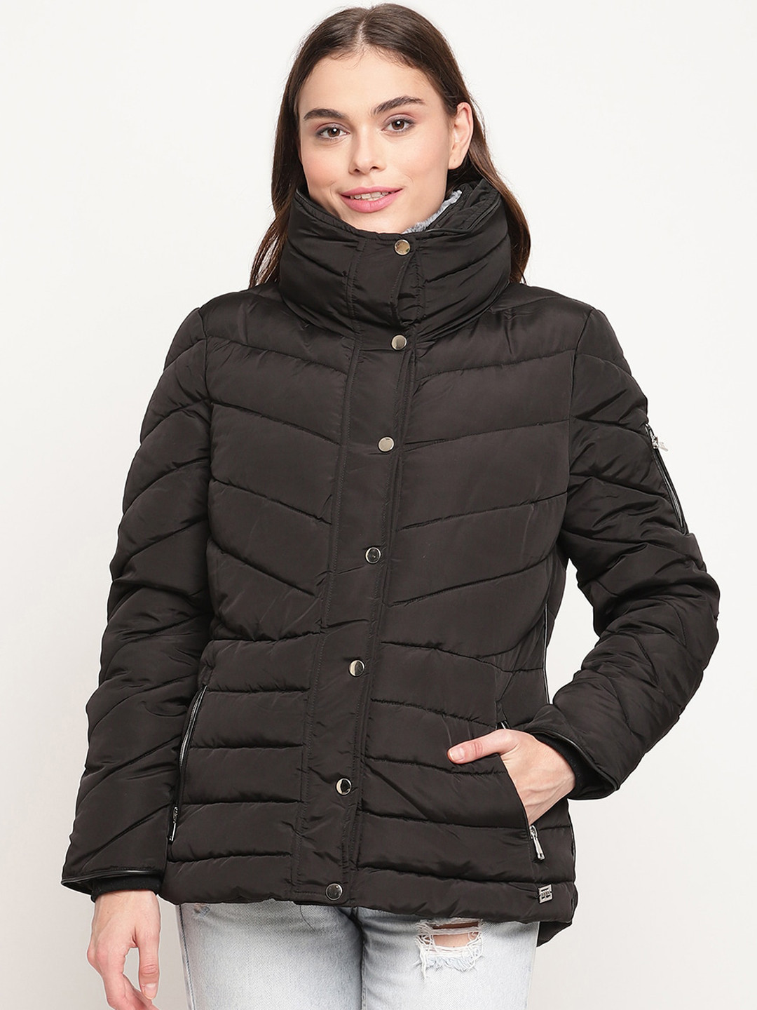 

Madame Women Black Lightweight Padded Jacket